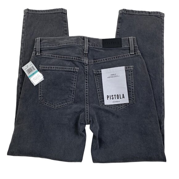 Pistola Charlie High Rise Straight Distressed Gray Wash Button Fly Women's SZ 25 - Picture 3 of 8